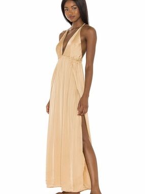 Indah Champagne Halter Maxi Dress